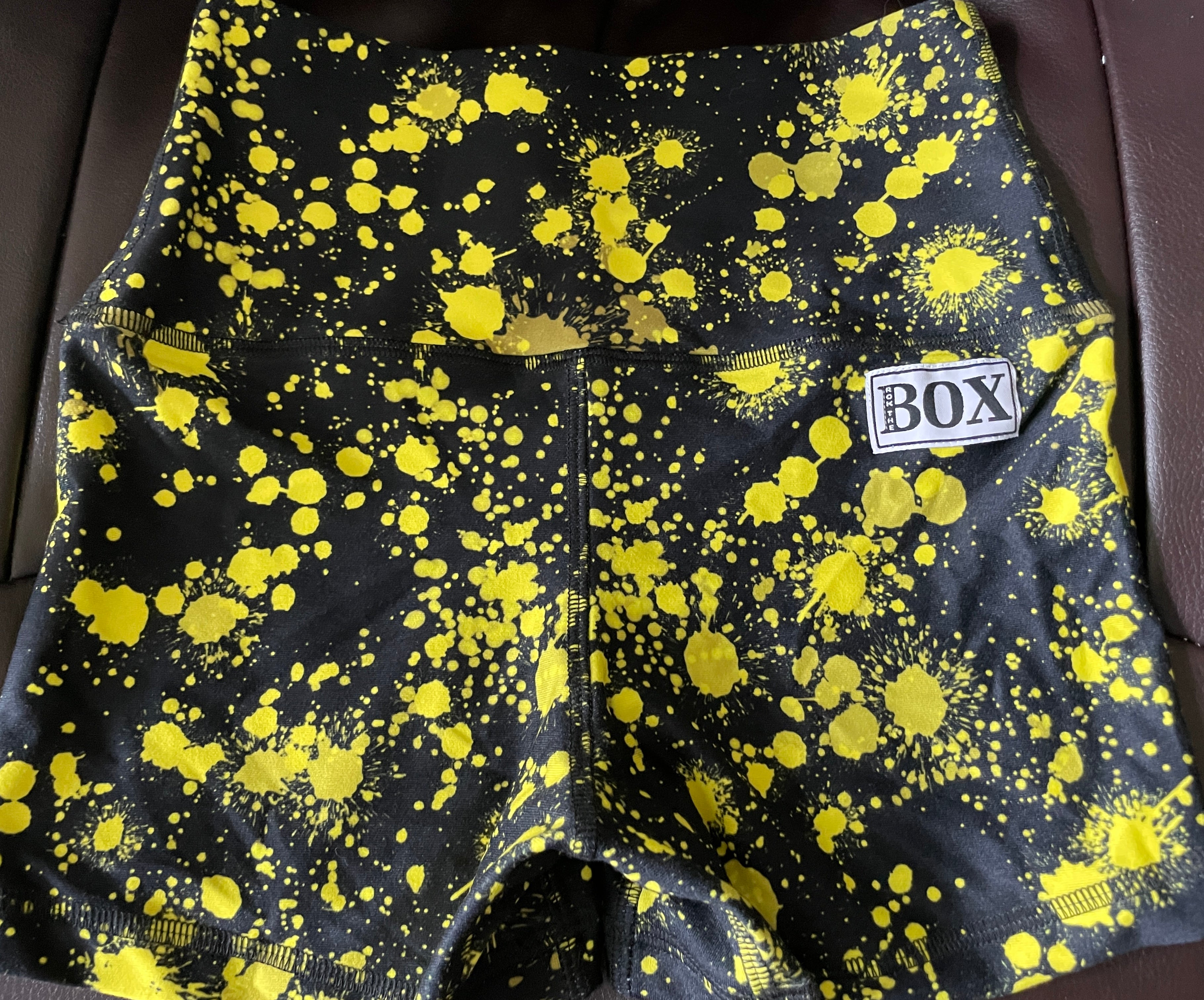 Yellow Splatter Midrise X Small 3"inseam High Waist - OG Fabric