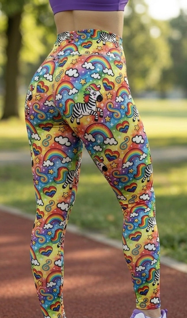 Rainbow Zebra ROK Leggings No Pockets