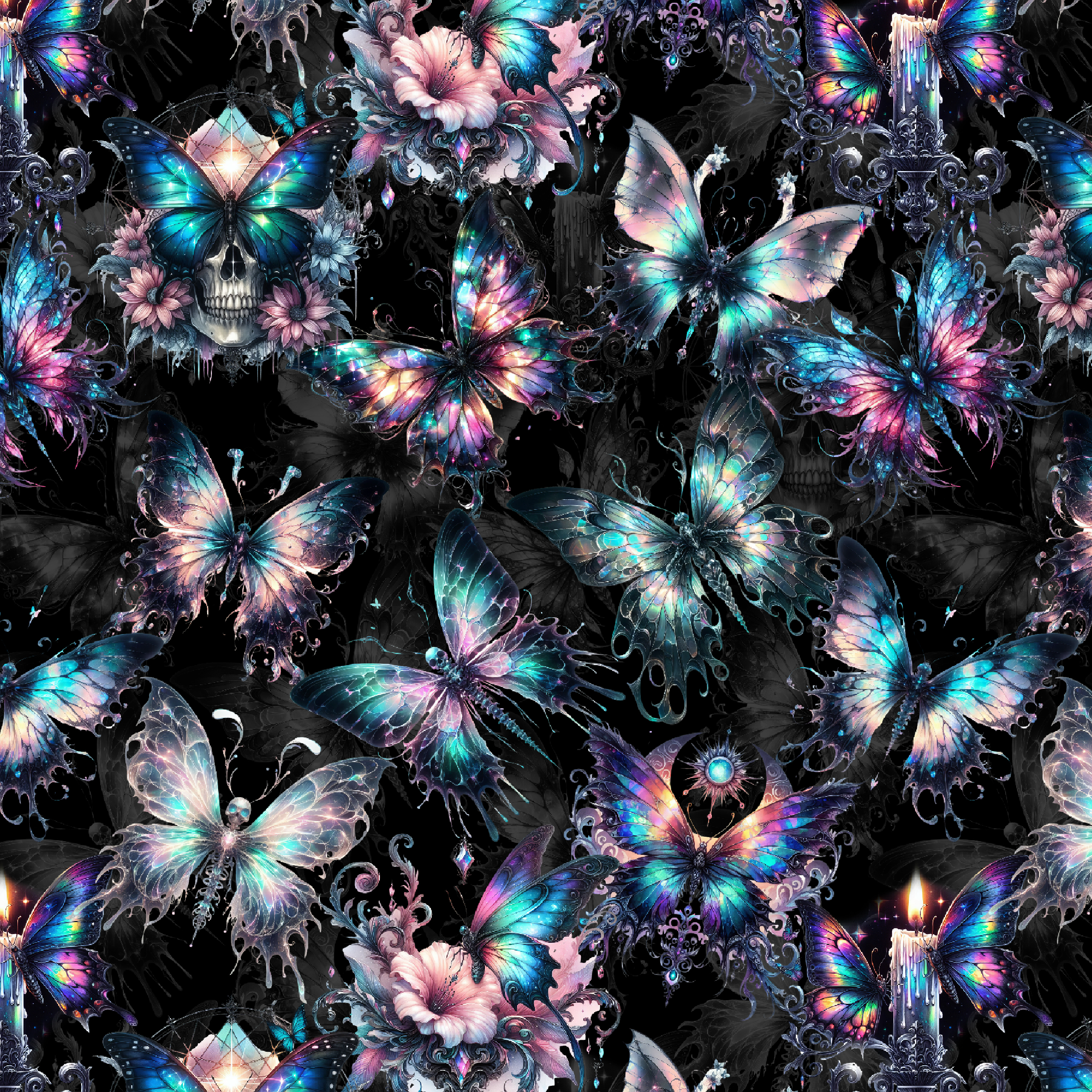 Glass Butterflies Midrise Shorts No Pockets