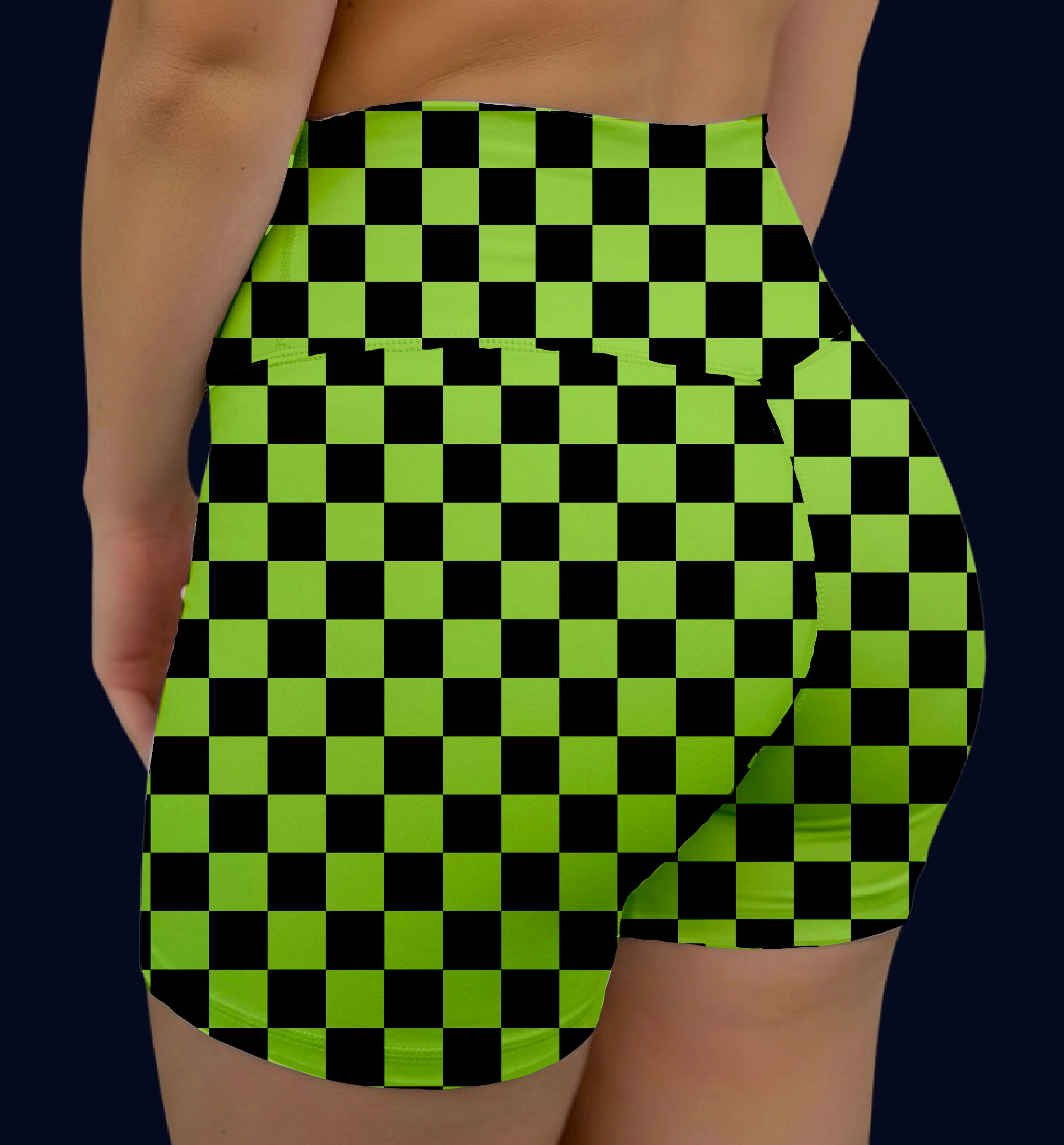 Lime Check VNFS Shorts With Pockets