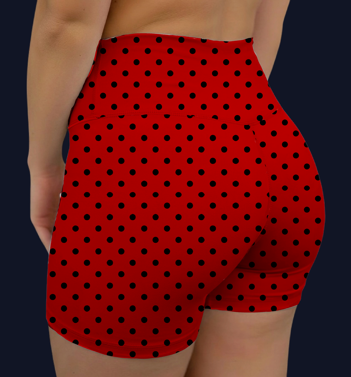 Red Polka Dots Midrise Shorts No Pockets