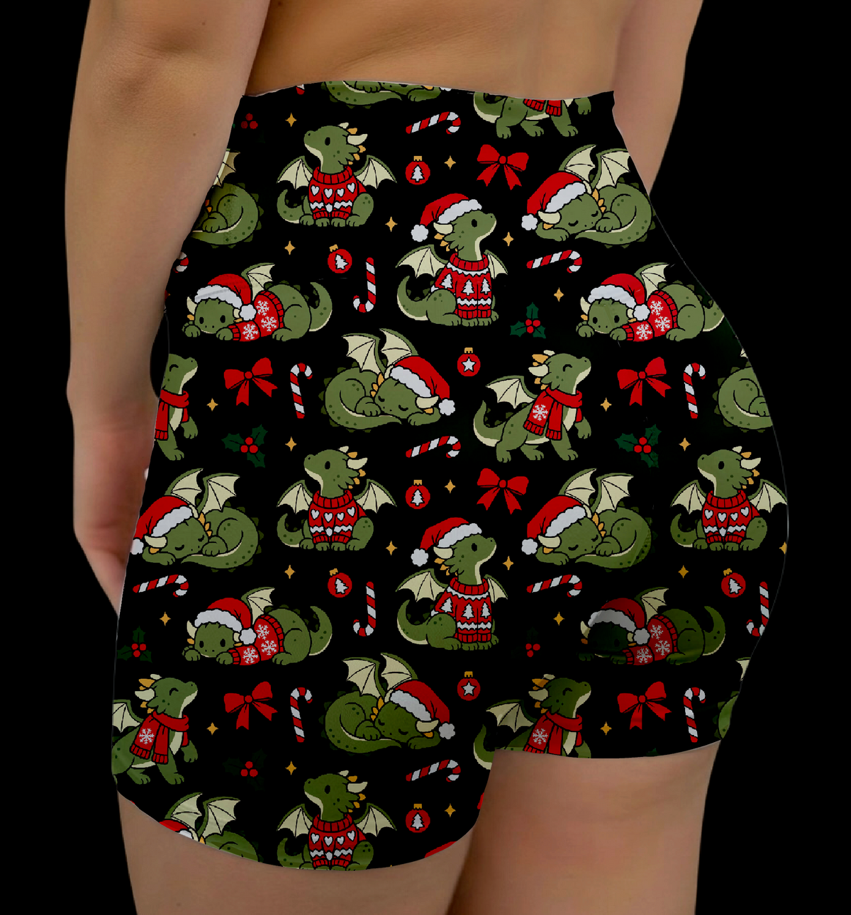 Holly Jolly Dragon Hybrid Shorts No Pockets