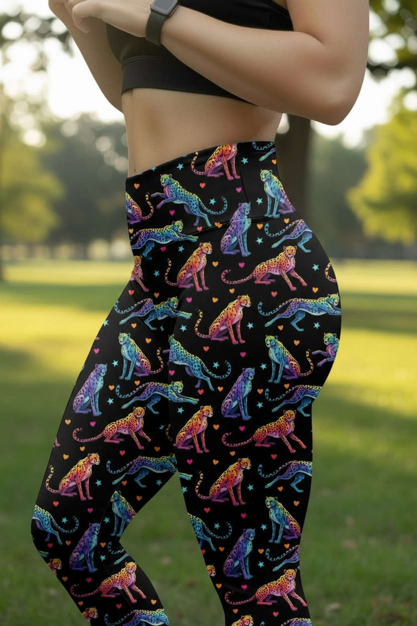 Rainbow Cheetahs Hero Leggings No Pockets
