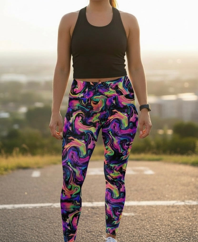 Neon Wave ROK Leggings With Pockets
