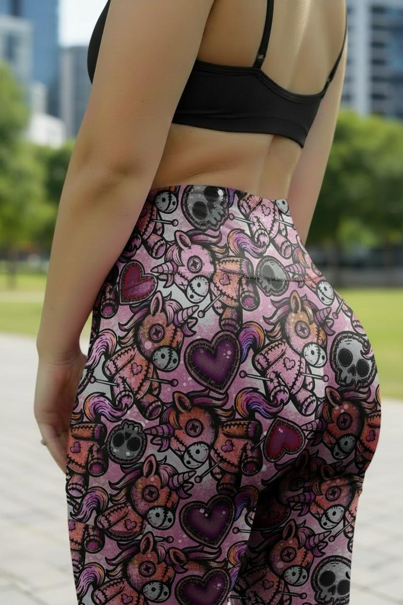 Voodoo Unicorn Strawberry Milk ROK Leggings No Pockets
