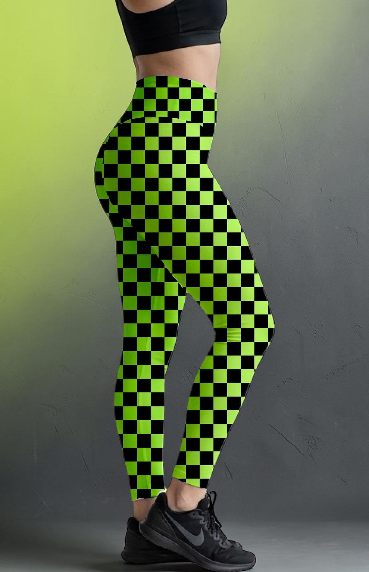 Lime Check ROK Leggings No Pockets