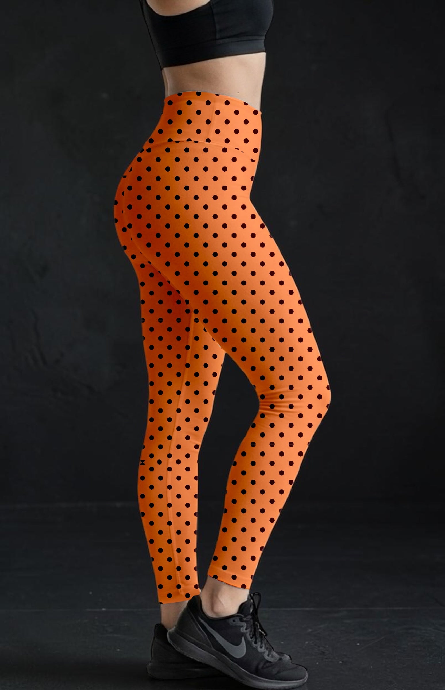 Coral Polka Dots ROK Leggings With Pockets