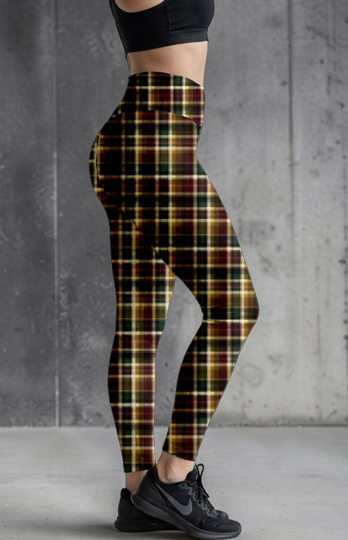 Rusty Plaid ROK Leggings With Pockets