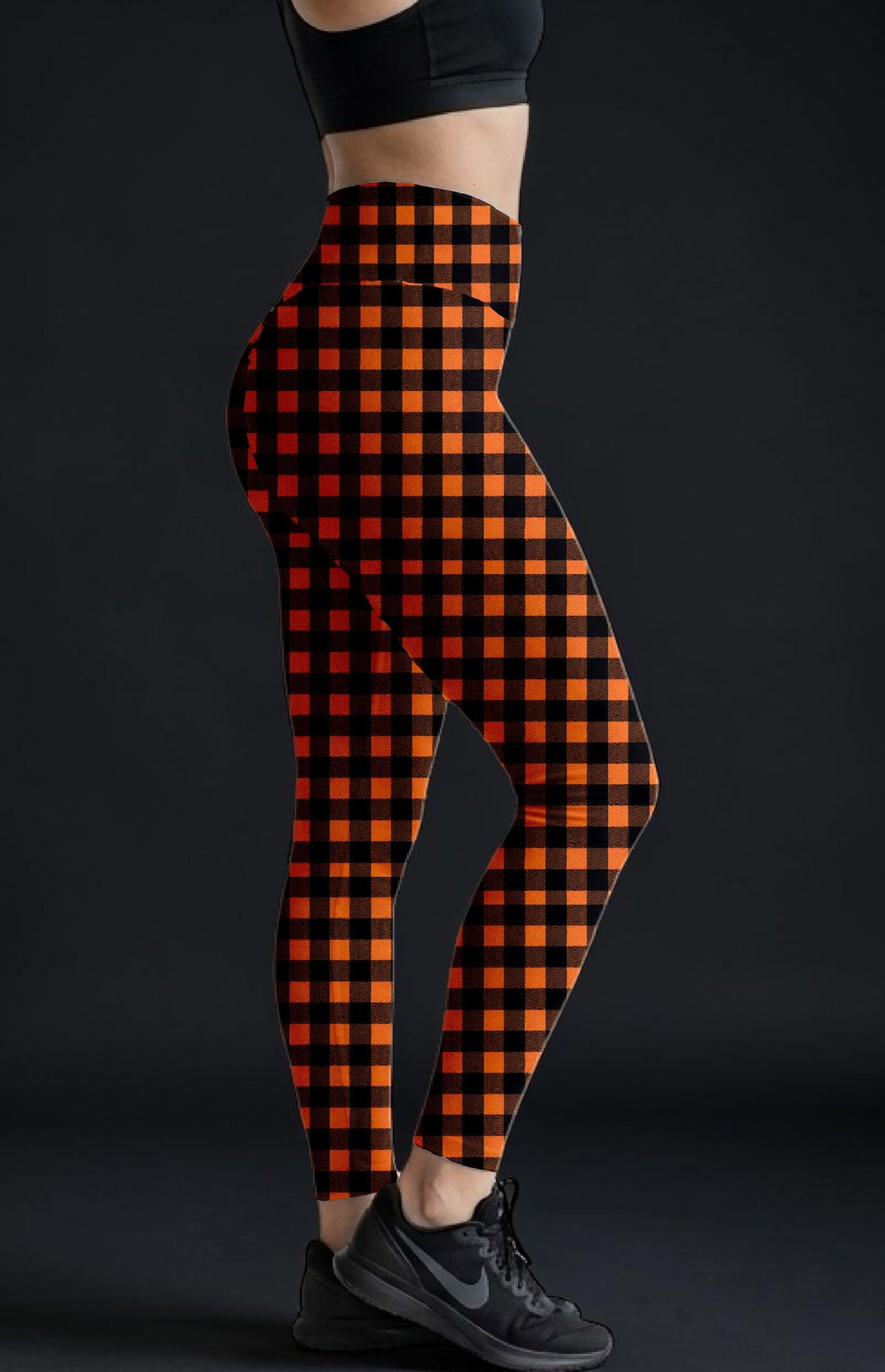 Orange Buffalo Plaid ROK Leggings No Pockets