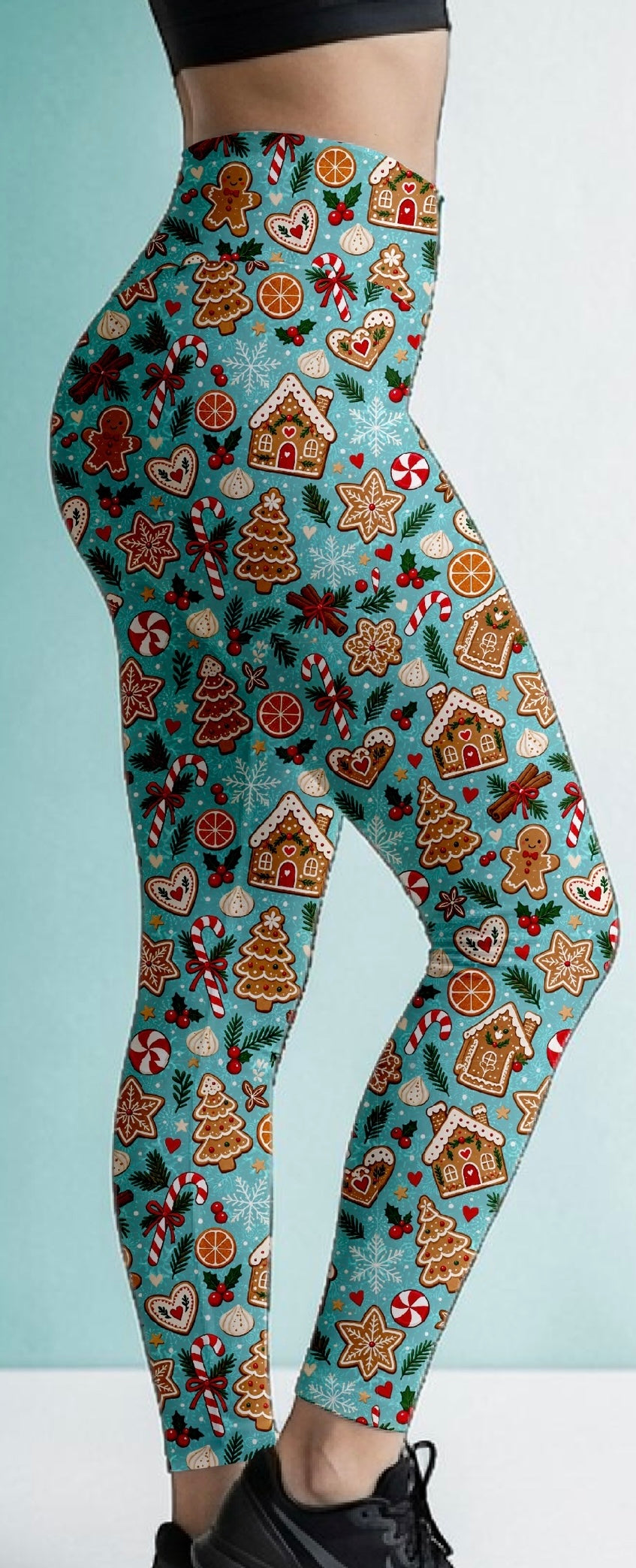 Teal Holiday ROK Leggings No Pockets