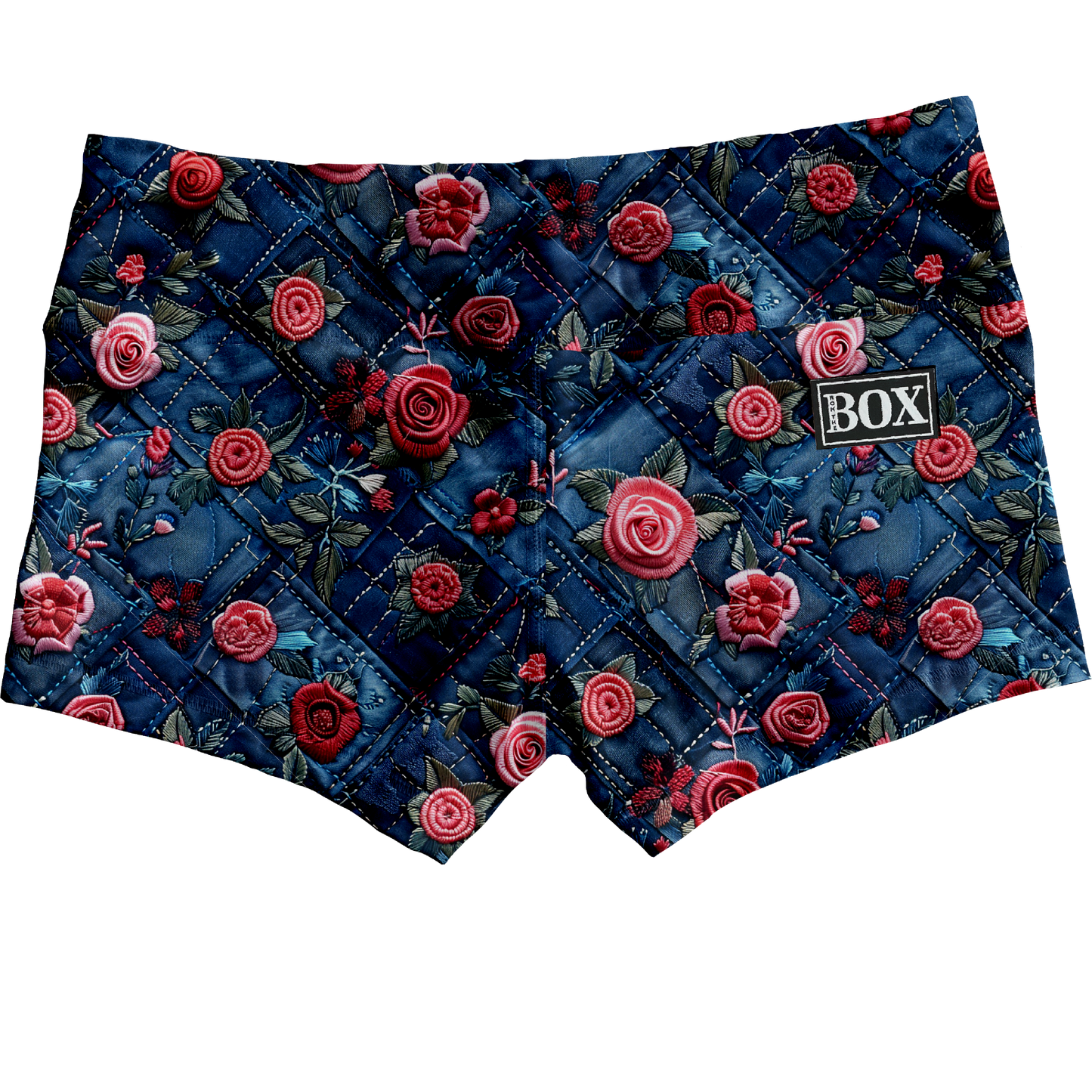 Blue Jean Pink Roses Shorts