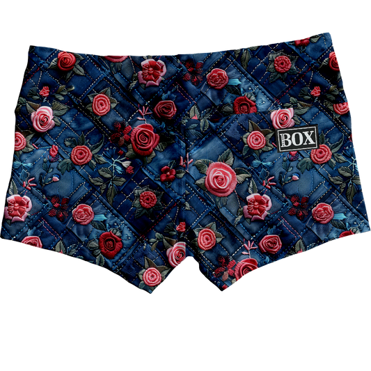 Blue Jean Pink Roses Shorts