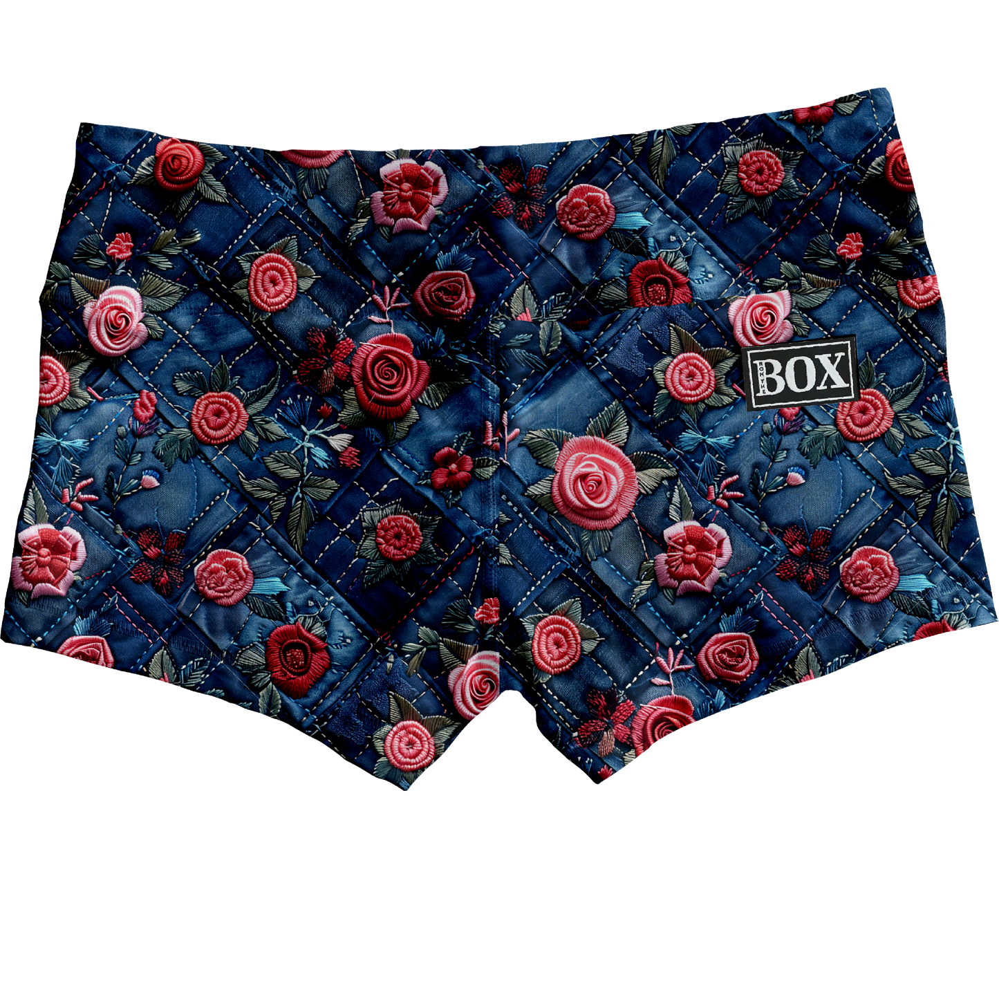 Blue Jean Pink Roses WITH POCKETS