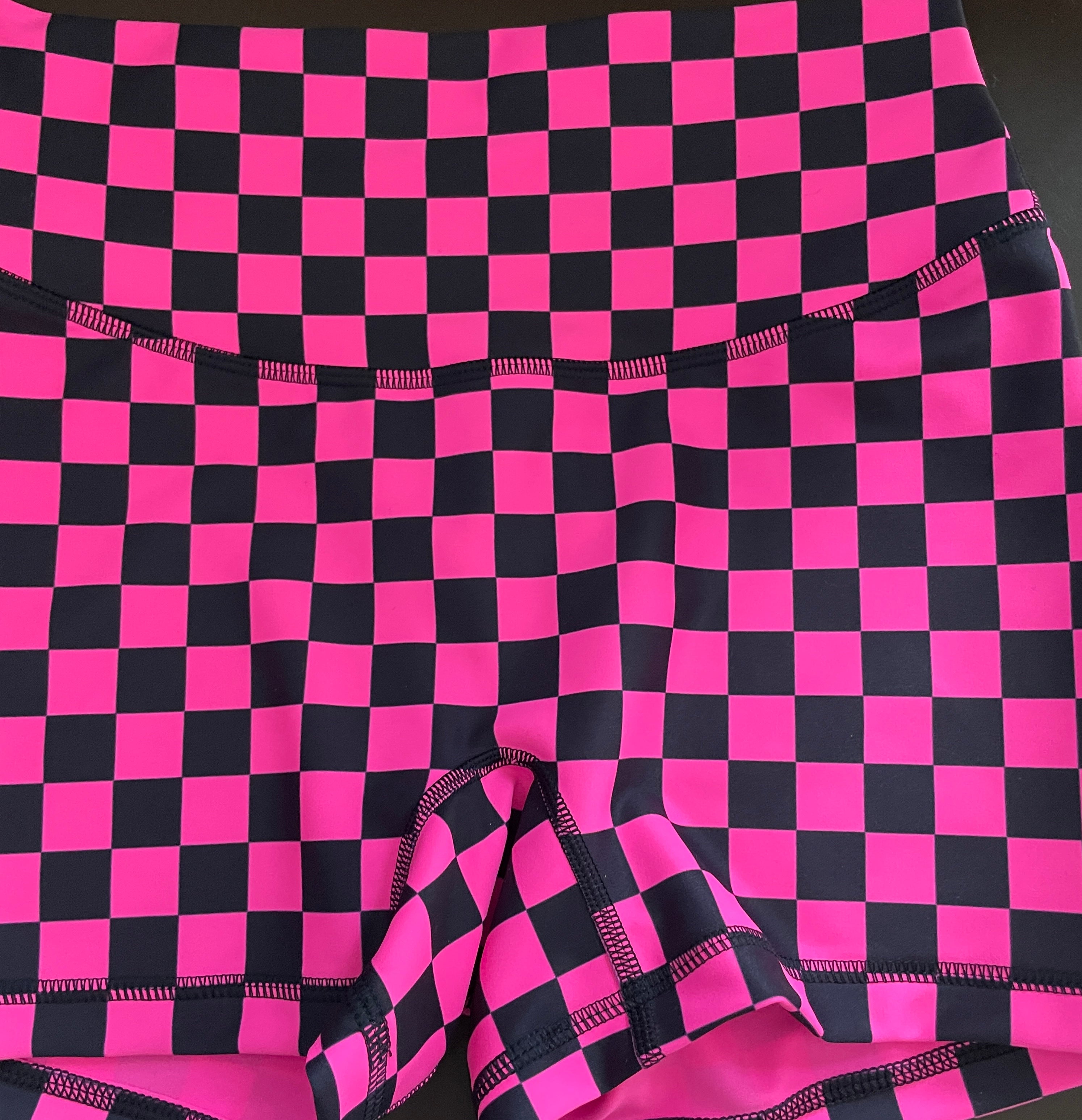 HOT PINK CHEX  BUTTER 4INCH V NFS Shorts No Pockets