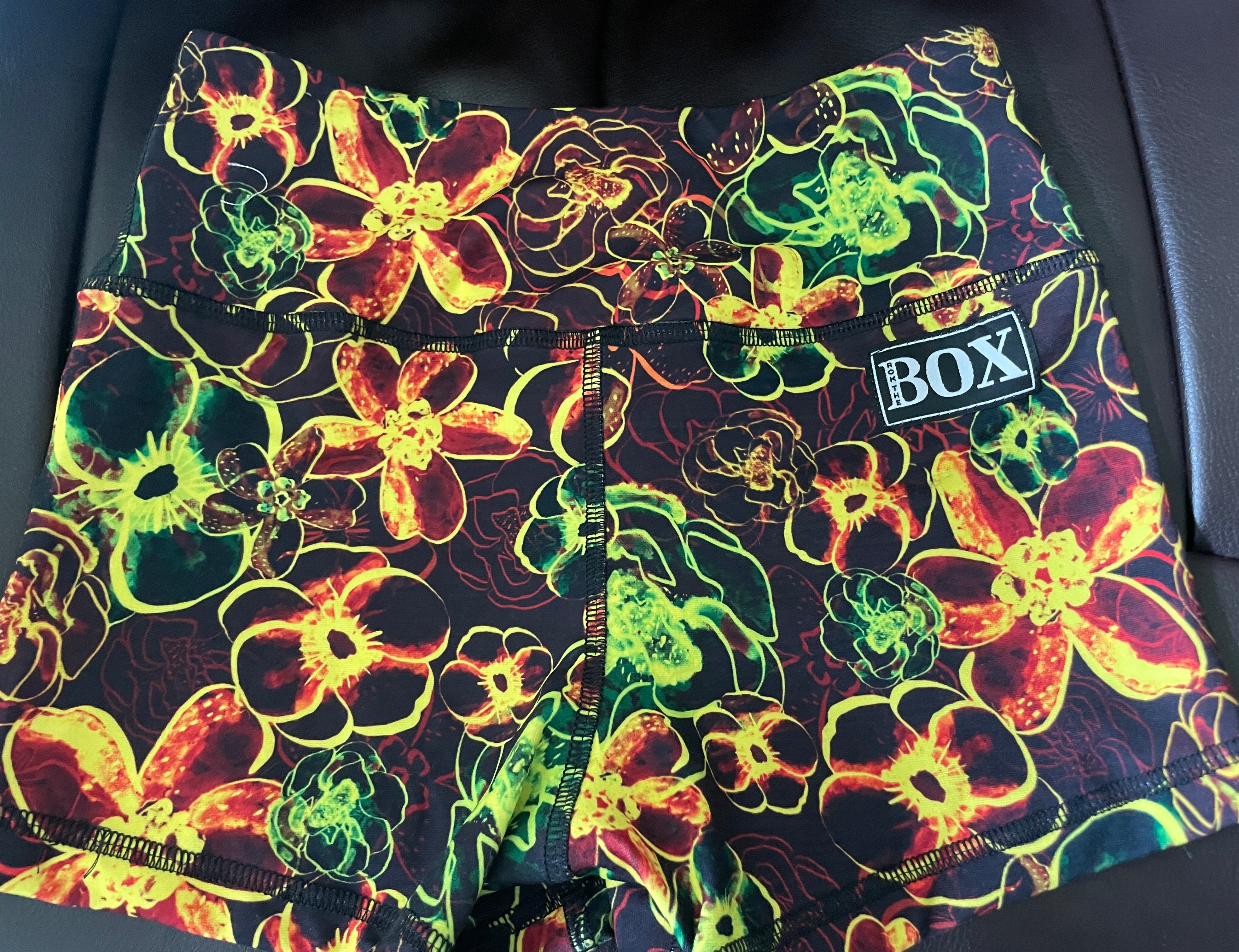 Neon Flower Midrise X Small 2.5"inseam w/elastic- OG Fabric