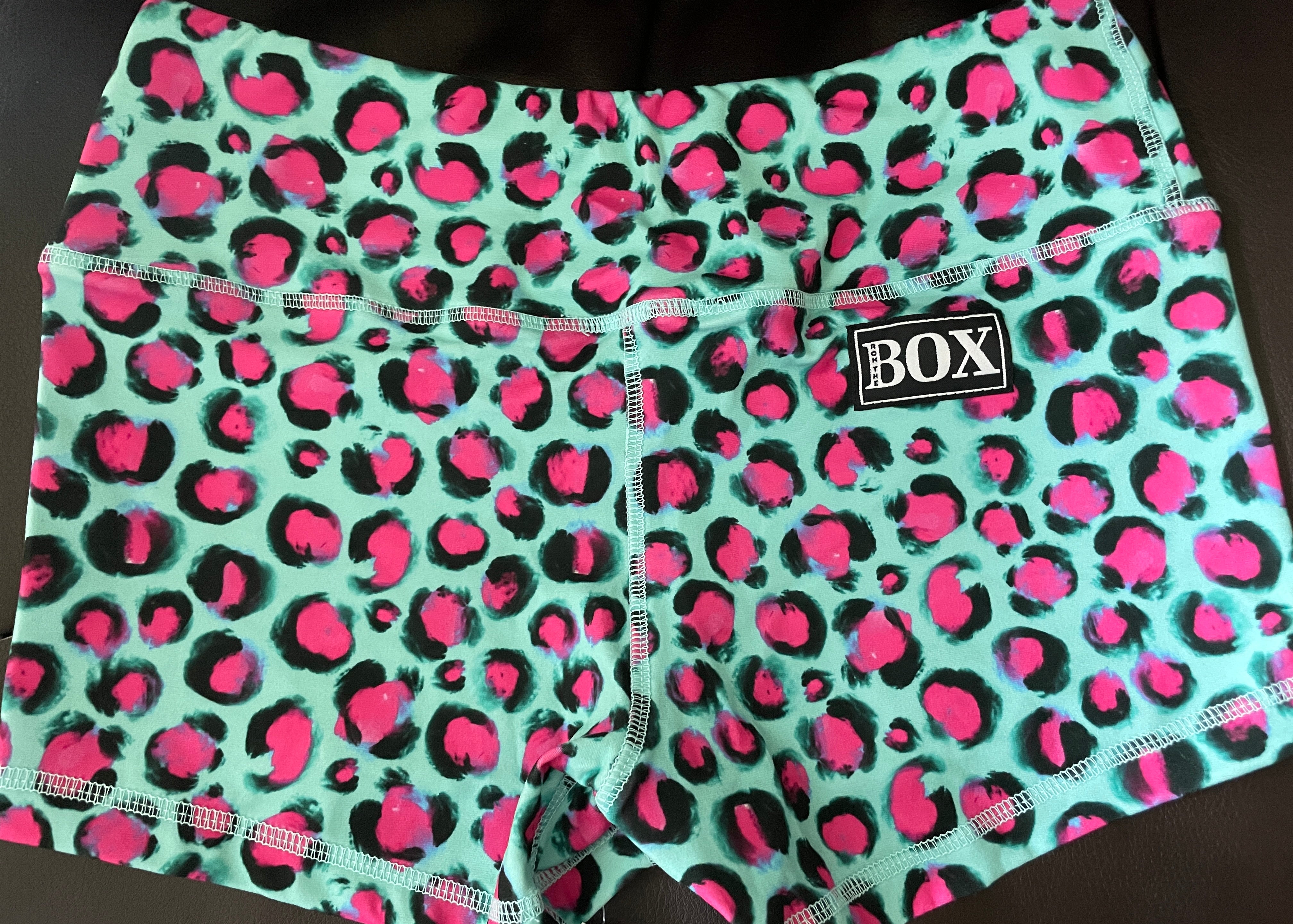 Pink Cheetah Midrise Medium 2.5"inseam w/elastic in waistband- OG Fabric