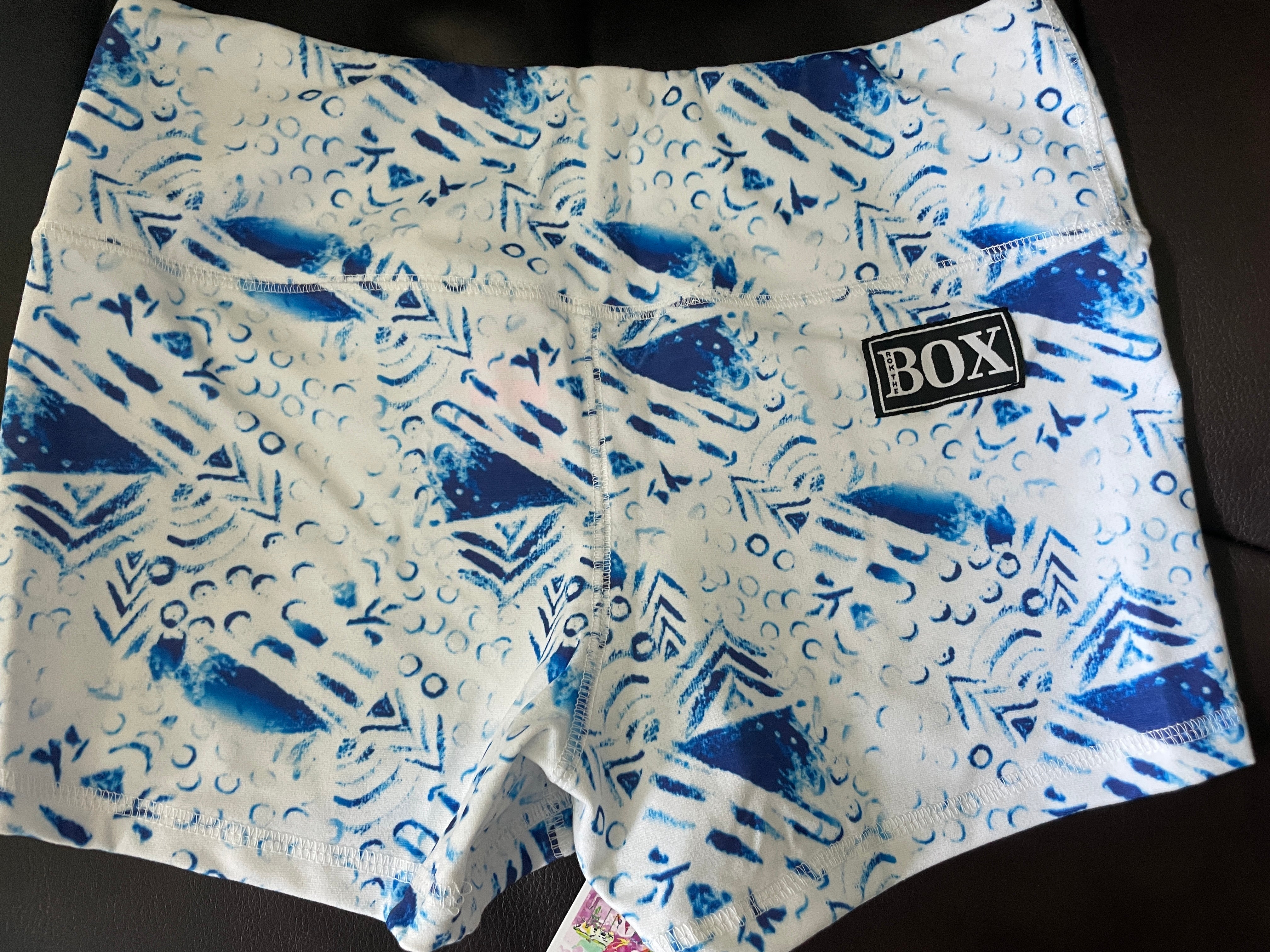 Blue n White  Midrise Medium 2.5"inseam w/elastic in waistband- OG Fabric