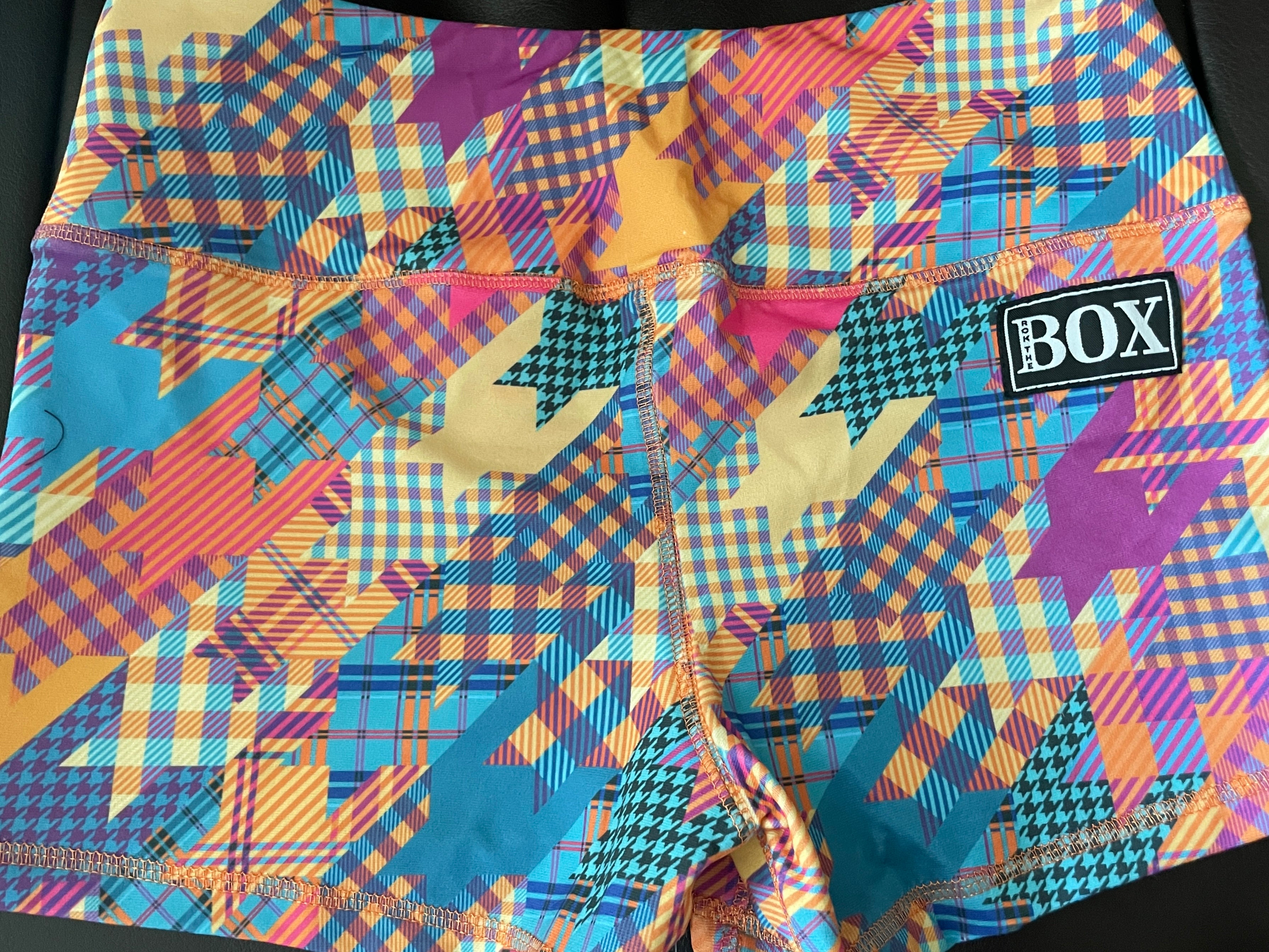 Galaga Plaid Midrise Medium 2.5"inseam w/elastic in waistband- OG Fabric