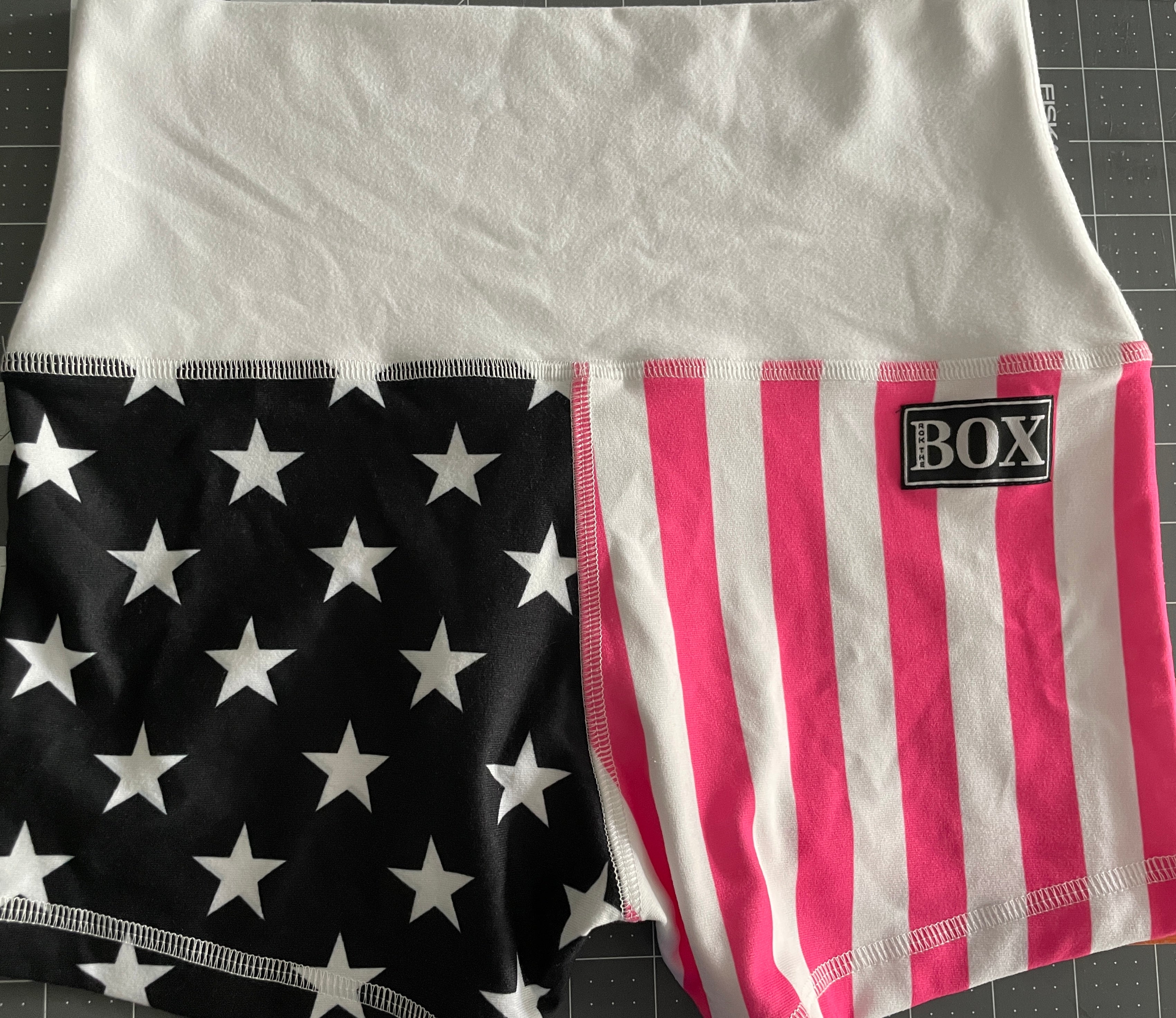 PINK N BLACK US FLAG 3"inseam MEDIUM HIGH WAIST - OG Fabric