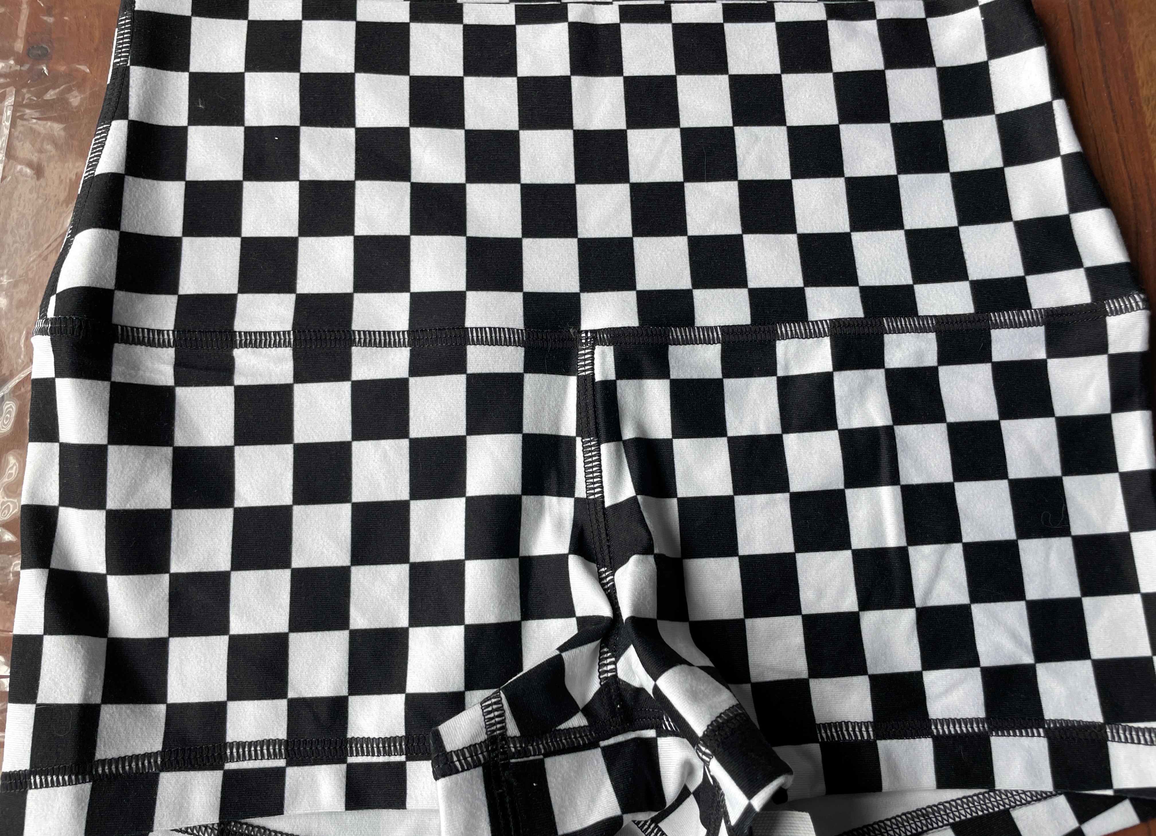 BLACK N WHITE CHEX MIDRISE 2.5"inseam MEDIUM HIGH WAIST  - OG FabriC