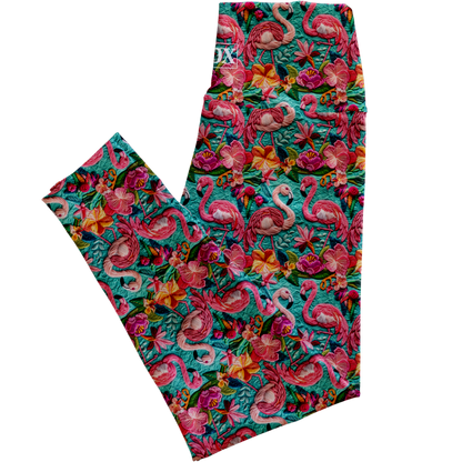 Flowers & Flamingos Regular Rise Leggings