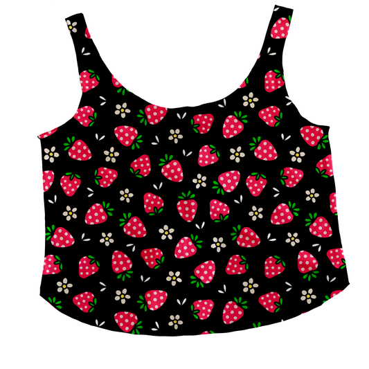 Blk Berries Tieback Tank