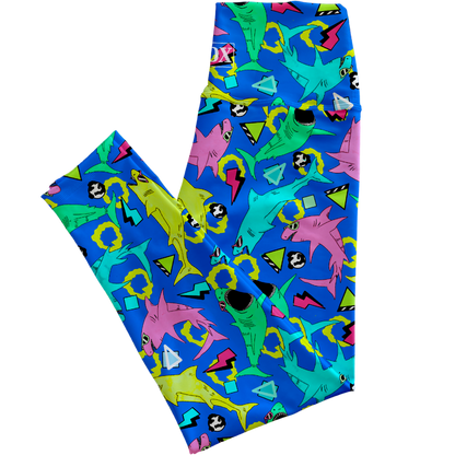 Rad Sharks (Blue) Regular Rise Leggings