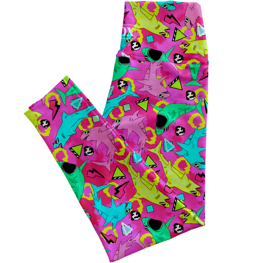 Rad Sharks (Pink) Regular Rise Leggings