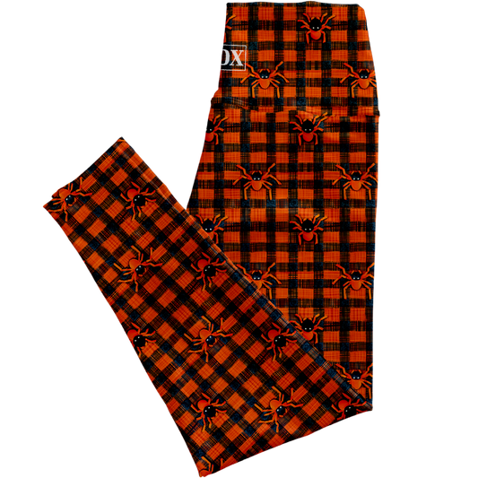 Spider Plaid Lower Rise Leggings