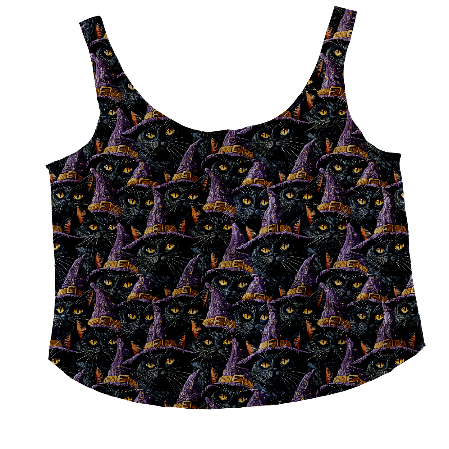 Black Cat Witch Hat Tieback Tank