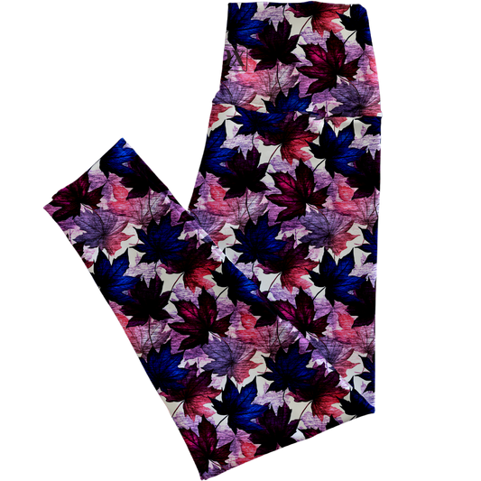 Winter Leaves Regular Rise Leggings