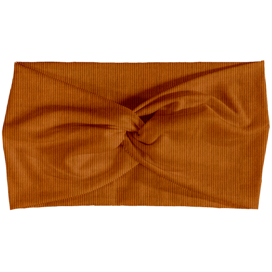 Burnt Pumpkin Corduroy Twist Headbands