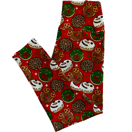 Jolly Donuts (red), Regular Rise Leggings