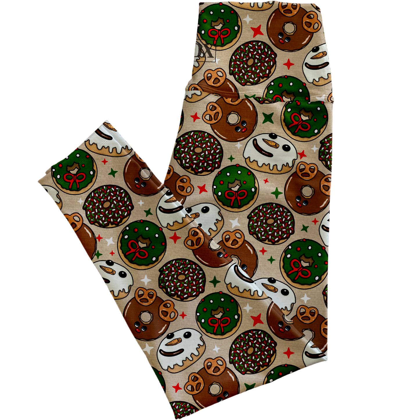 Jolly Donuts (beige ), Regular Rise Leggings