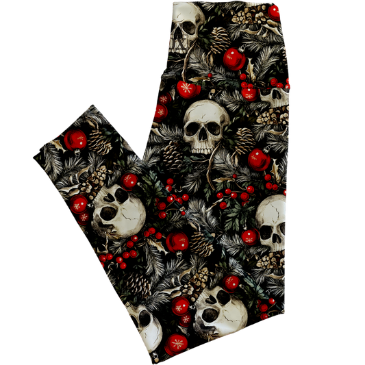 Berry Skulls Regular Rise Leggings