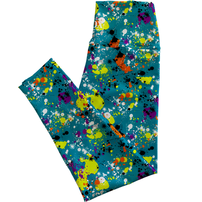 Teal Splat Regular Rise Leggings