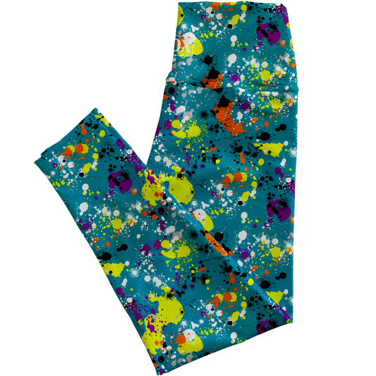 Teal Splat Regular Rise Leggings