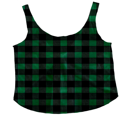 Green Buffalo Plaid Tieback Tank