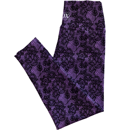 Purple Lace Regular Rise Leggings