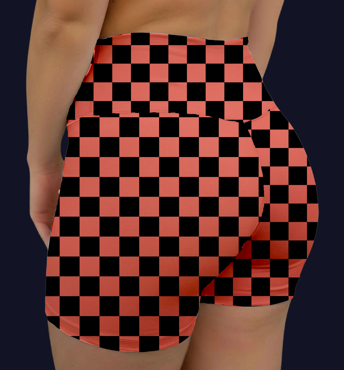 Coral Check Hybrid Shorts No Pockets