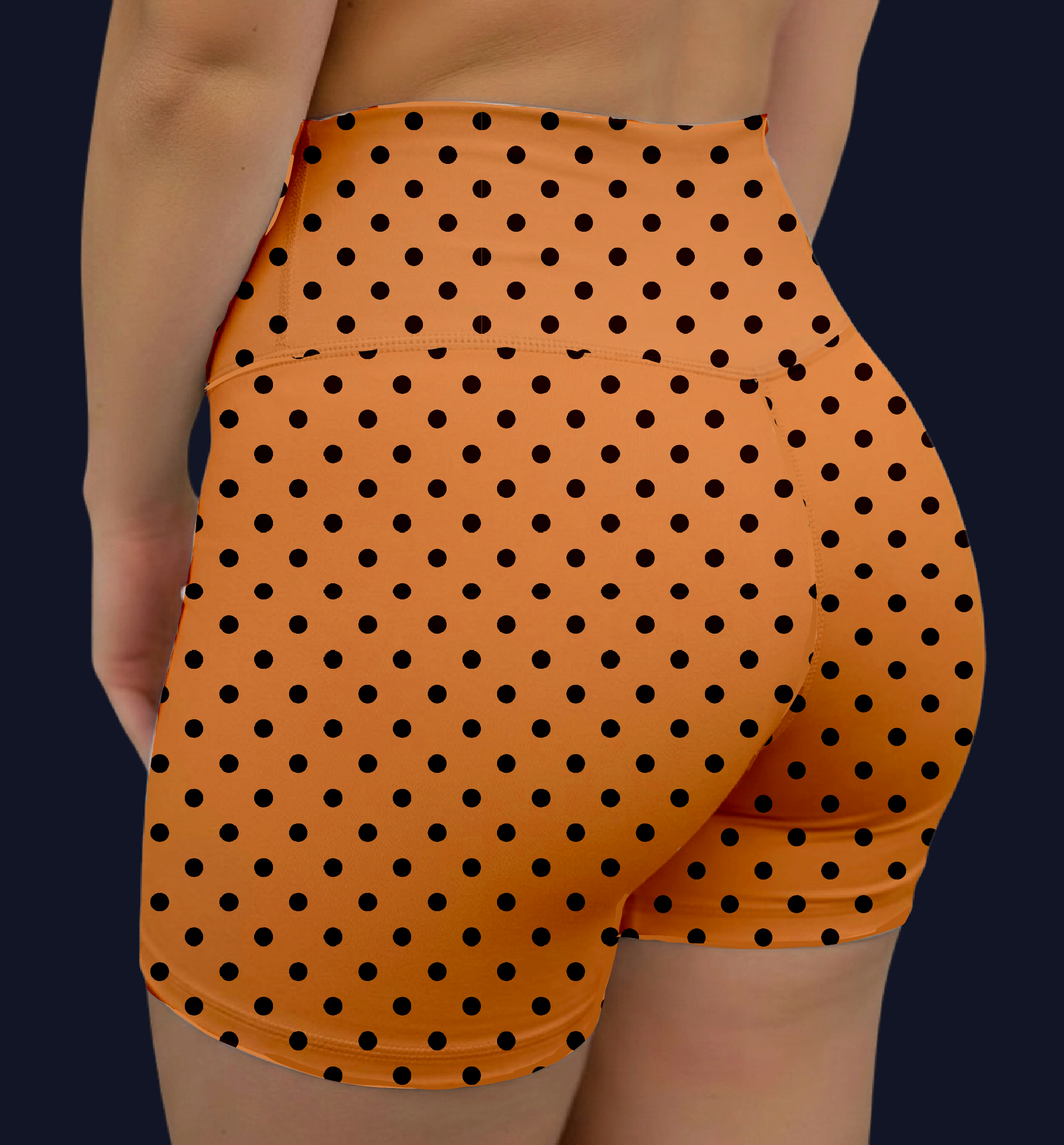 Coral Polka Dots Midrise Shorts No Pockets