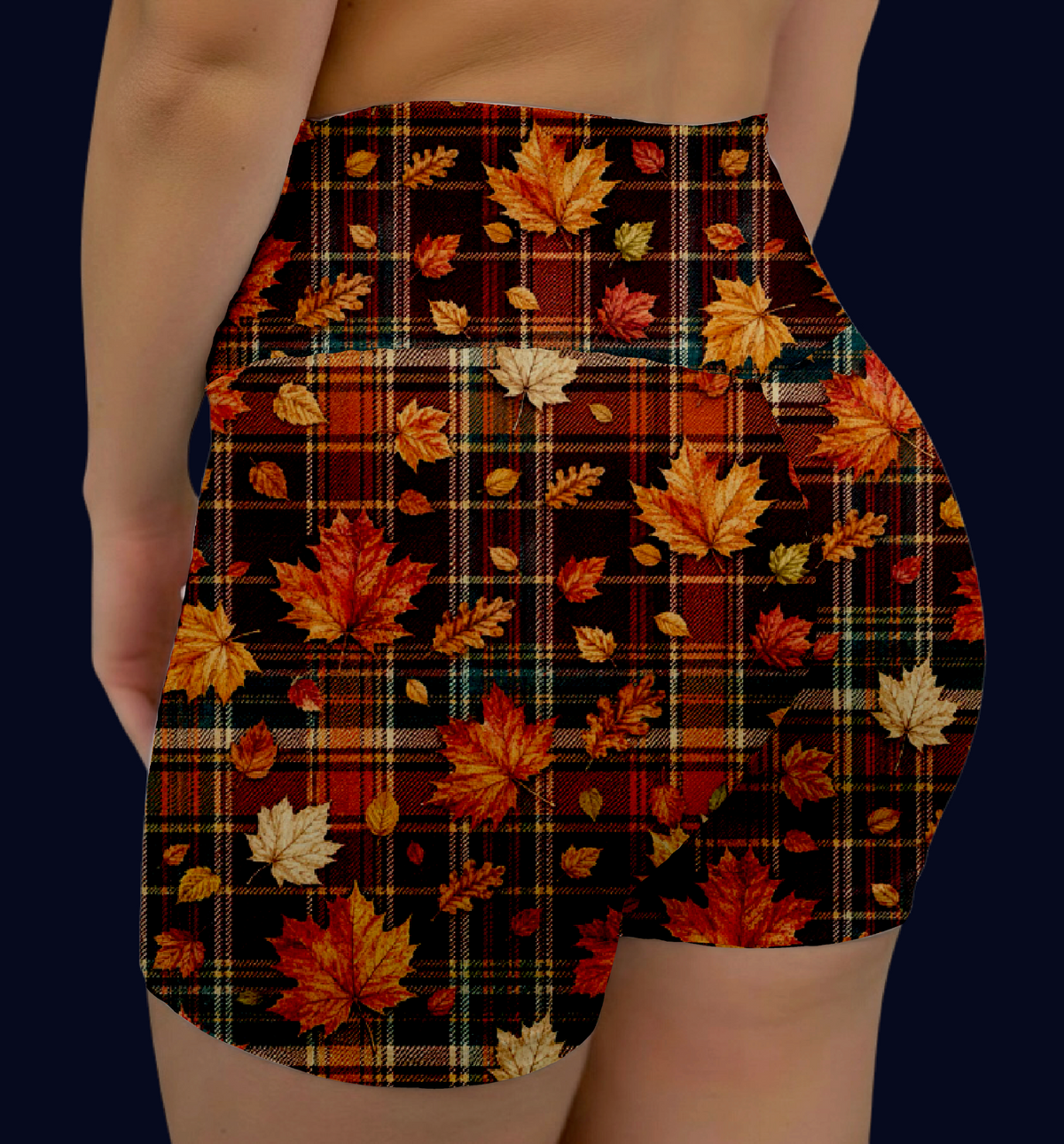 Plaid Leaf Hybrid Shorts No Pockets