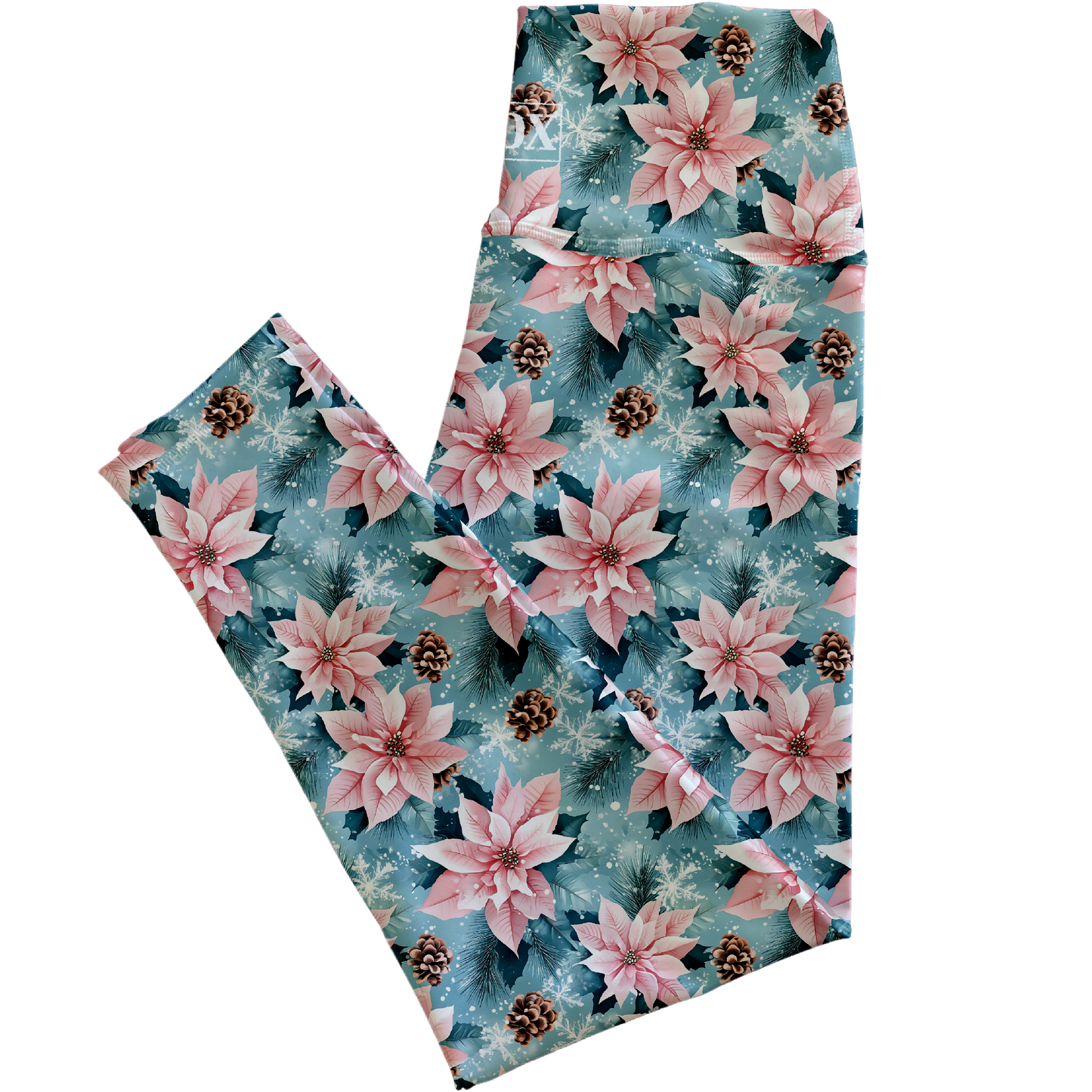 Pink Poinsettias Regular Rise Leggings