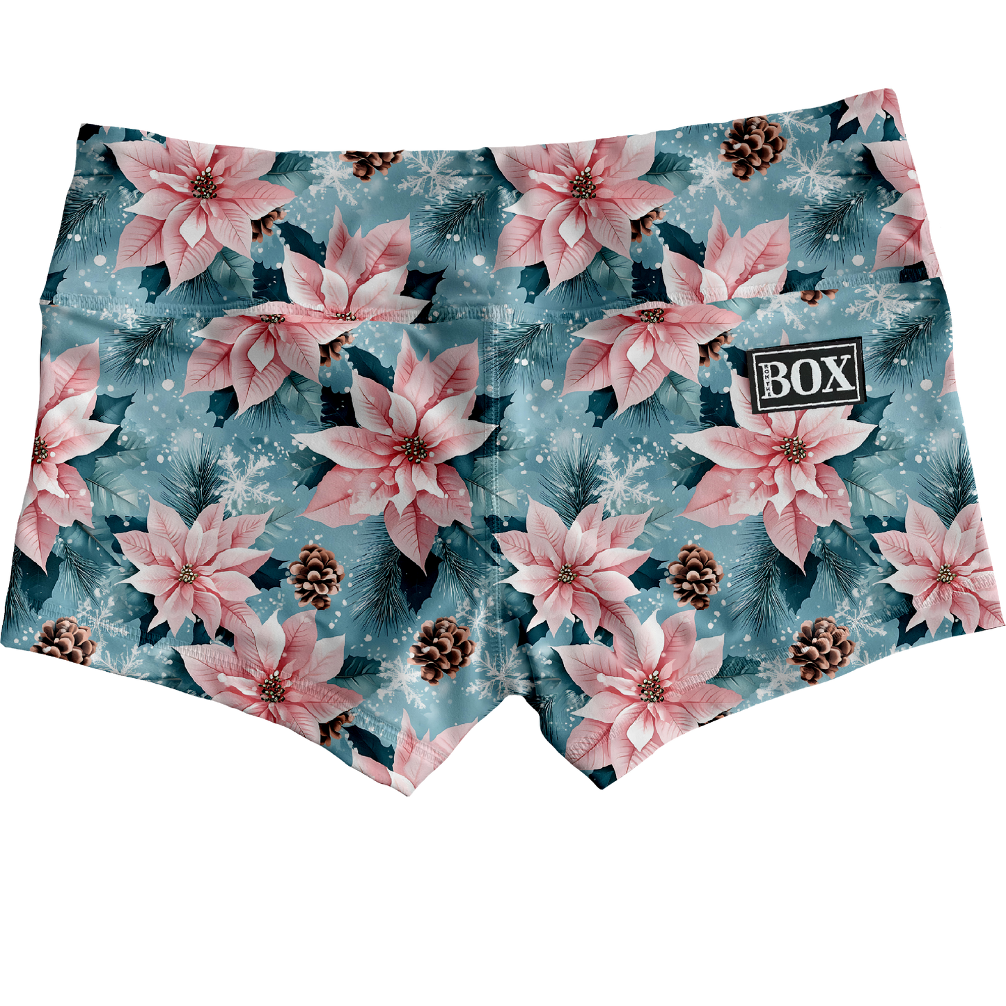 Pink Poinsettias Shorts WITH POCKETS