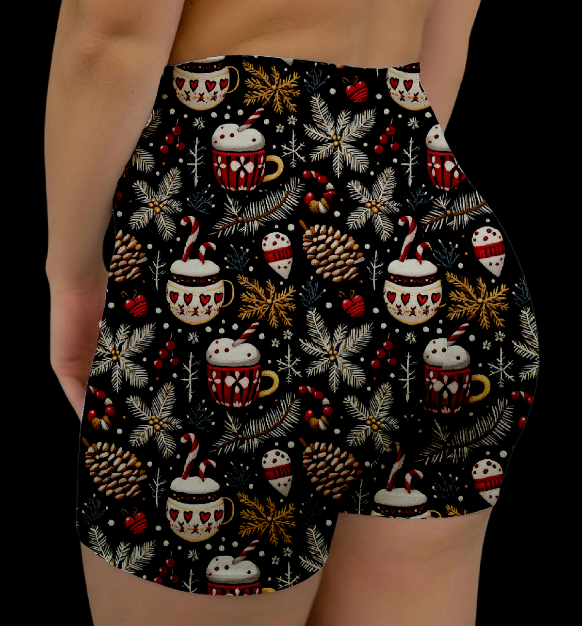 Festive Pinecones Hybrid Shorts No Pockets