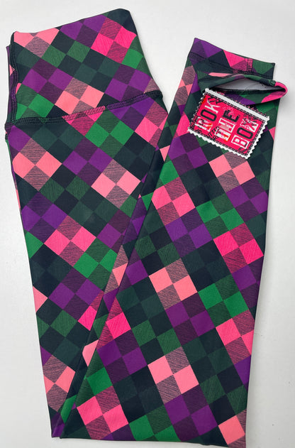 NURPLE ARGYLE 25" INSEAM SMALL MID WAIST