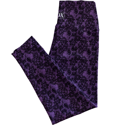 Purple Lace Regular Rise Leggings