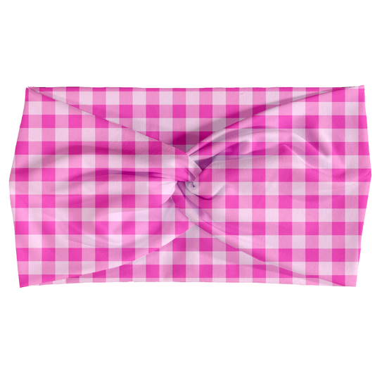 Bubblegum Plaid Twist Headbands