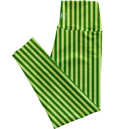 Pickle Green Stripes Regular Rise Leggings