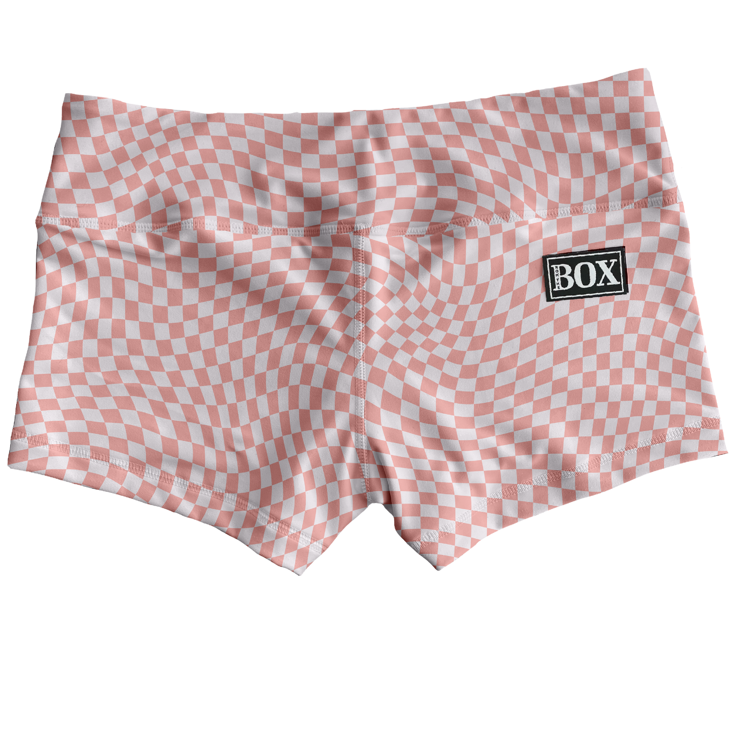 Powder Peach Check Shorts  (add lining for extra coverage)